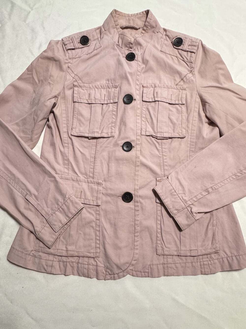 Eddie Bauer Blush Utility Safari Jacket Military Chic Cargo Coat